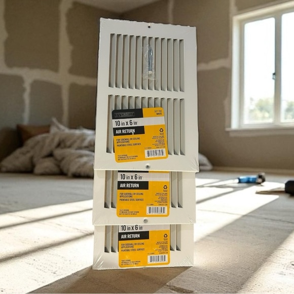 Qty (3) Everbilt 10" x 6" White Steel Return Air Grille - In Original Packaging! - Picture 1 of 6